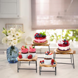 ZENFUN 4 Piece Wood Buffet Risers, Dessert Table Risers Food Display Riser, Pizza Pan Riser, Cupcake Stand & Wood Display Risers, Nesting Food Platter and Plate Holder ZENFUN