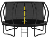 JELENS Trampoline 8FT 10FT 12FT 14FT 16FT, Recreational Trampolines with Enclosure Net and Ladder, Outdoor Anti-Rust Trampolines for Kids and Adults, ASTM (Dark Black, 14FT) JELENS