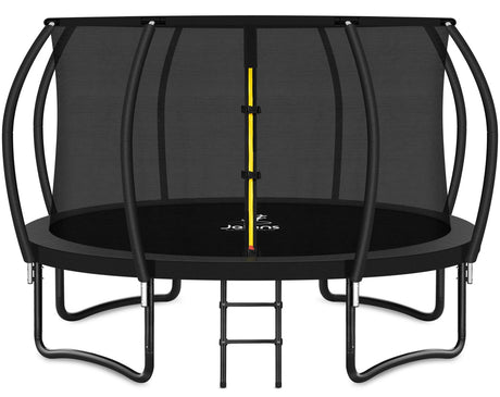 JELENS Trampoline 8FT 10FT 12FT 14FT 16FT, Recreational Trampolines with Enclosure Net and Ladder, Outdoor Anti-Rust Trampolines for Kids and Adults, ASTM (Dark Black, 14FT) JELENS