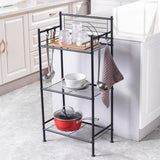 L&H UNICO 3-Tier Free Standing Wire Rack Durable Metal Shelving Storage Unit with Adjustable Feet 4-Hook for Bathroom Laundry Kitchen Office, Black L&H UNICO