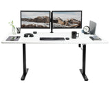 VIVO Electric Height Adjustable 71 x 30 inch Stand Up Desk, Active Workstation with White Table Top, Black Frame, 2 Button Controller, DESK-KIT-0B7W VIVO