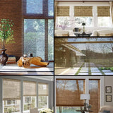 Blackout Wood Window Roman Shades, Bamboo Shades Blinds with Liner, Pattern 4 LANTIME
