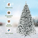 Nightcore 9FT Pre-Lit Artificial Christmas Tree, Snow Flocked Hinged Pine Tree w/ 1498 Branches Tips & 550 LED Lights, Portable Metal Base, Perfect Xmas Decoration for Home Office Party (9 ft Green) WoodArtSupply