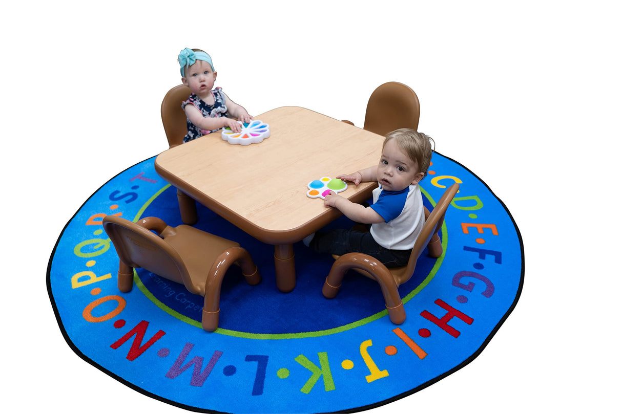 Children’s Factory Baseline Toddler Square Table and Chairs Set, Natural Wood – Includes One 30”, 12” High Square Table and Four 5” High Chairs – Durable, Lightweight, Easy to Move Children's Factory