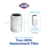 Clorox Large Room Air Purifier True HEPA Replacement Filter, 1,500 Sq. Ft. Capacity, Removes 99.97% of Allergens up to 0.1 Micron, Compatible with 11010 & 11011, 1 Count (12010) Clorox Home Appliances