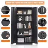 Allouncer Metal Storage Cabinet with Shelves and Doors, Kitchen Pantry Cabinet, Garage Storage Cabinet, Garage Cabinet with Adjustable Shelves, File Storage Cabinets -71" Black Allouncer