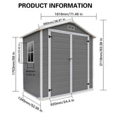 6x4 FT Outdoor Storage Shed with Floor, Plastic Garden Tool Shed with Windows, Vents & Lockable Door, Easy to Assemble Resin Bike Shed for Patio, Backyard, Lawn, Grey LINKHOO