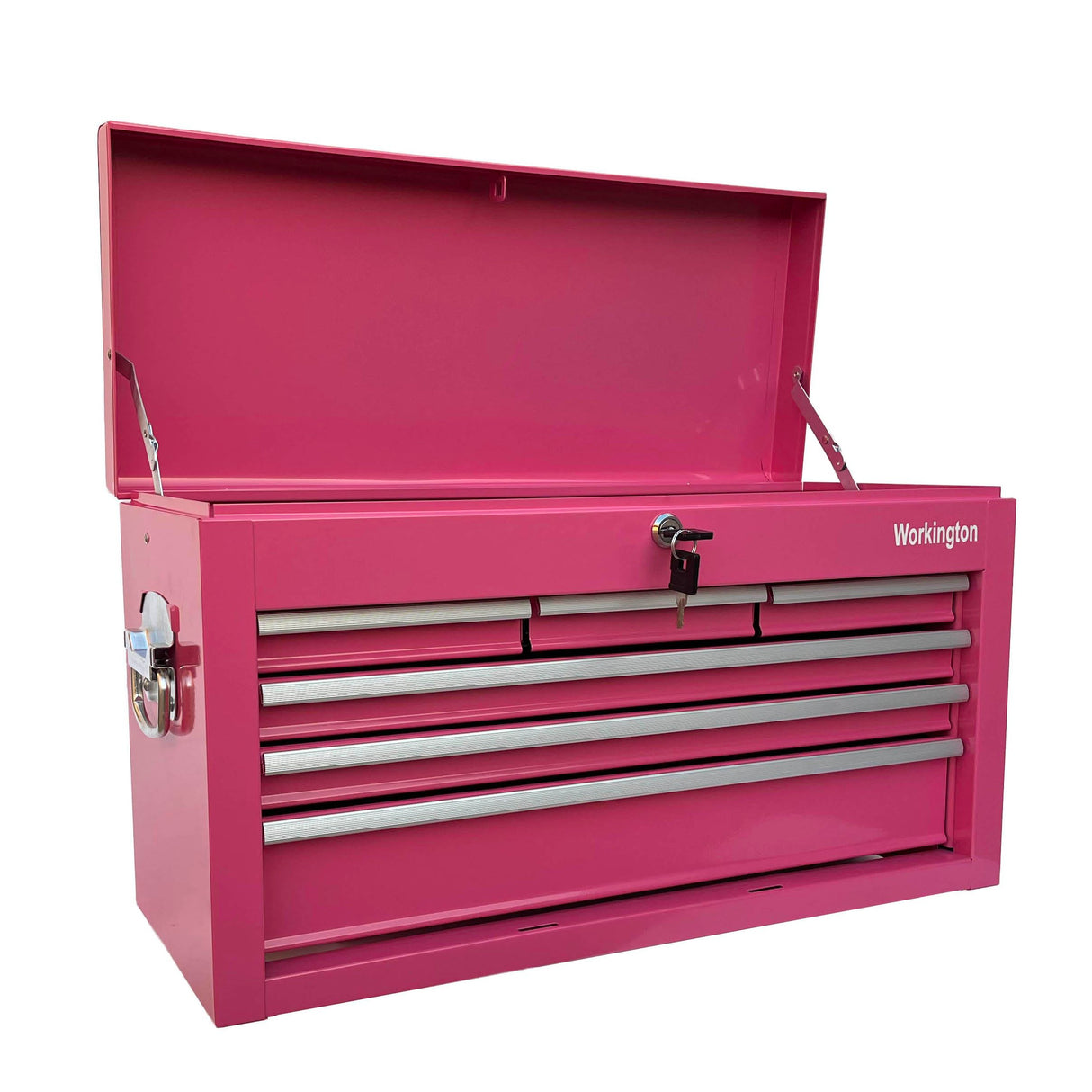 Workington Portable Metal Tool Chest with 6 Drawers, 24" 6-Drawer Tool Chest Cabinet with Ball Bearing Drawer Slides, Steel Tool Storage Box Organizer 4005 Pink Workington