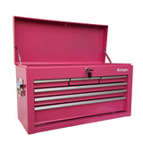 Workington Portable Metal Tool Chest with 6 Drawers, 24" 6-Drawer Tool Chest Cabinet with Ball Bearing Drawer Slides, Steel Tool Storage Box Organizer 4005 Pink Workington