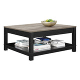 Ameriwood Home Carver Coffee Table with Open Storage, Matte Black Paint and Distressed Wood Grain Accents Ameriwood Home