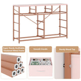 Jojoka Wide 10 Drawer Dresser,TV Stand Entertainment Center Fabric Storage Dressers Drawers for Bedroom, Hallway, Nursery, Closets, Steel Frame, Wood Top (Pink) Jojoka