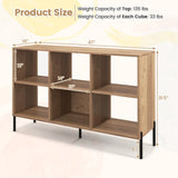 LOKO 6 Cube Bookcase, 3-Tier Floor Open Bookshelf with 5 Metal Legs, Cube Storage Organizer with Adjustable Shelves, Modern Display Shelving for Living Room, Study, Bedroom, Office (Natural) LOKO