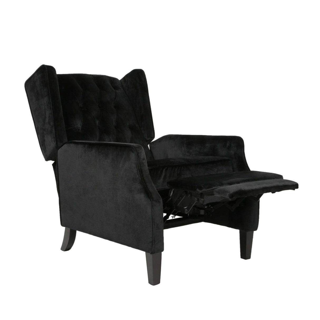 Christopher Knight Home Diana Wingback Recliner, Black + Dark Brown GDFStudio