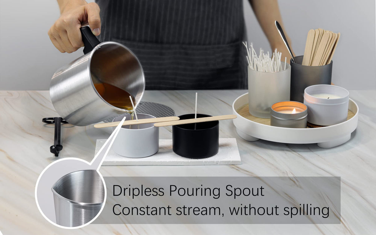 Aroparc Candle Making Kit with Wax Melter, 40 oz Double Boiler Wax Melting Pot, Thermometer, Wick Centering Device, Hot Plate and Supplies for Beginners Aroparc