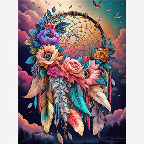 Huacan Diamond Painting Kit AB Diamond Art Kits for Adults,Dreamcatcher Full Round Drill Flower Picture Art Craft Home Wall Decor 12x16in Huacan