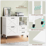 SEDETA 4 Drawers Filing Cabinet, File Cabinet for Home Office fits Letter/Legal/A4 Size Hanging Files, Printer Stand with Storage, White SEDETA
