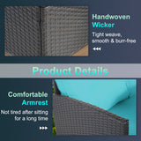 Patio Dining Sets 7 Pieces Outdoor Table and Chairs Patio Dining Table Set with Space Saving Rattan Chairs Outdoor Backyard Porch Poolside Balcony Garden Furniture with Coffee Table (Blue) PayLessHere