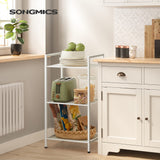SONGMICS 3-Tier Storage Rack, Bathroom Shelf, Extendable Plant Stand with Adjustable Shelf, for Bathroom, Living Room, Balcony, Kitchen, White UBSC033W01, 11.8 x 15 x 28.4 Inches SONGMICS