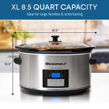 Elite Gourmet MST-900D 8.5Qt Digital Programmable XL Jumbo Slow Cooker, Adjustable Temp, Entrees, Sauces, Stews & Dips, Dishwasher Safe Glass Lid & Crock, Stainless Steel Elite Gourmet