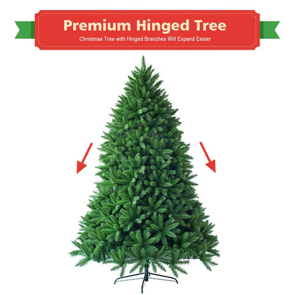 Goplus 5ft Unlit Artificial Christmas Tree, Premium Hinged Fir Tree, Easy Assembly with Metal Stand, Xmas Décor for Indoor and Outdoor (5ft)