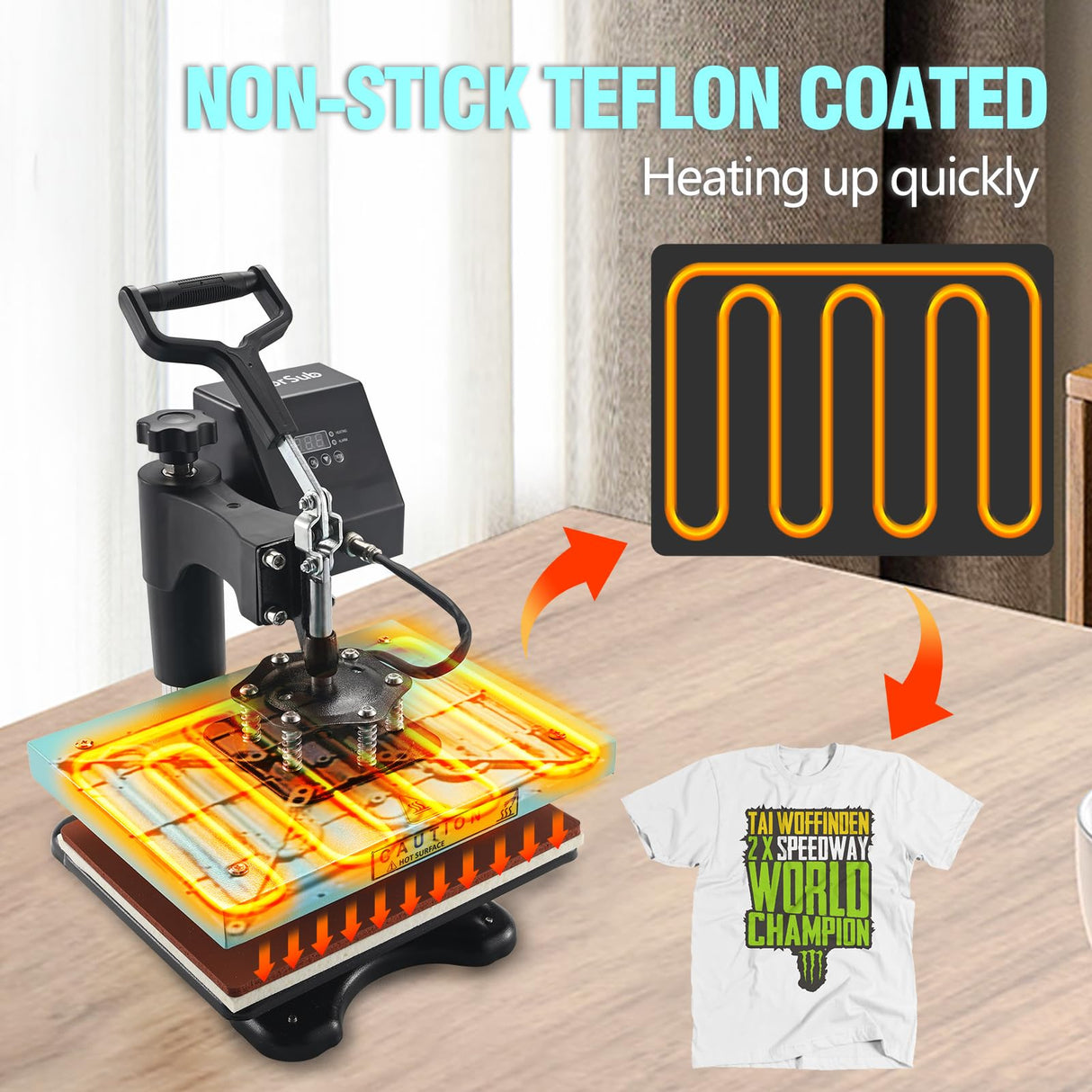 ColorSub 9x12 Inch Heat Press Machine, Professional Swing Away T-Shirt Press Machine for HTV, Sublimation, Heat Transfer Projects Teal ColorSub