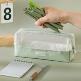 ANGOOBABY Mesh Pencil Bag Clear pencil case Zipper Pouch Bags Multifunctional Pencil Holder for Students, Small Makeup Bag Suitable for Teen Girls & Boys（Green） ANGOOBABY