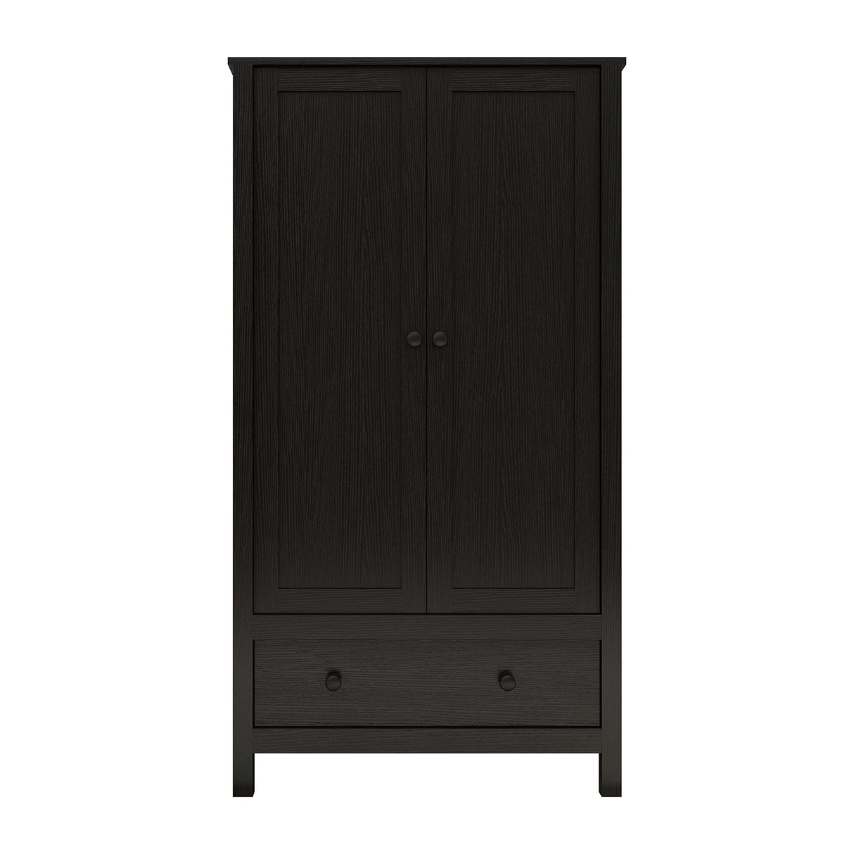 Panana 2 Door Wardrobe, Armoire with Drawer for Bedroom (Black) Panana