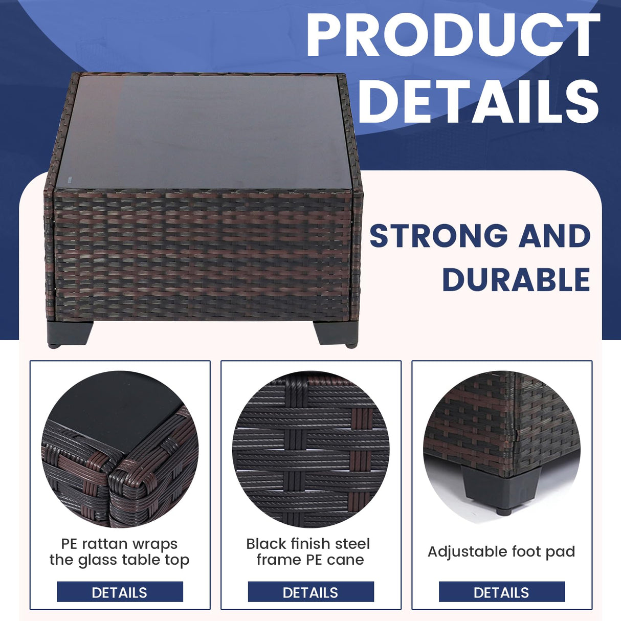 LEVELEVE 7 Pieces Outdoor Patio Furniture Sets,Rattan Conversation Sectional Set,Manual Weaving Wicker Patio Sofa with Tea Table LEVELEVE