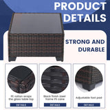 LEVELEVE 7 Pieces Outdoor Patio Furniture Sets,Rattan Conversation Sectional Set,Manual Weaving Wicker Patio Sofa with Tea Table LEVELEVE