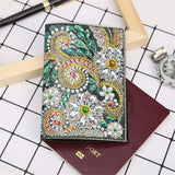 2 Pieces Diamond Painting Leather Passport Holder, DIY Special Shaped Crystal Painting Travel Passport Protective Cover for Boarding Pass, ID Card, Driver's License-20X14CM (AA084-AA086) Vocttaiy