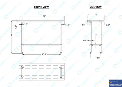 18" x 48" Open Base Stainless Steel Work Table | Residential & Commercial | Food Prep | Heavy Duty Utility Work Station | NSF - WoodArtSupply