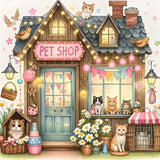 hill froeistung Pet Store Diamond Art Painting Kits for Adults,Cat Diamond Art Kits for Beginners, 5D DIY Round Full Drill Diamond Dots Gem Art Craft for Home Decor Gift 12x12inch hill froeistung