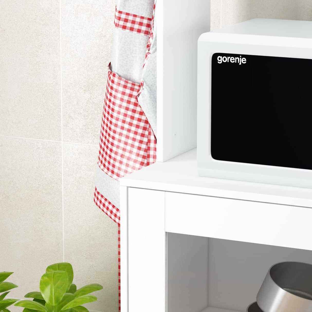 ECACAD Freestanding Kitchen Pantry Storage Cabinet with 4 Glass Doors, Shelves & 4 Drawers, Modern Sideboard Buffet Cabinet, Wood Kitchen Cupboard with Hutch and Hooks, White ECACAD