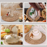 Round Woven Placemats Boho Rattan Placemats 12" Braided Wicker Table Mats Farmhouse Weave Place Mats for Dining Table Kitchen Home Wedding (Set of 3) Umpiyte