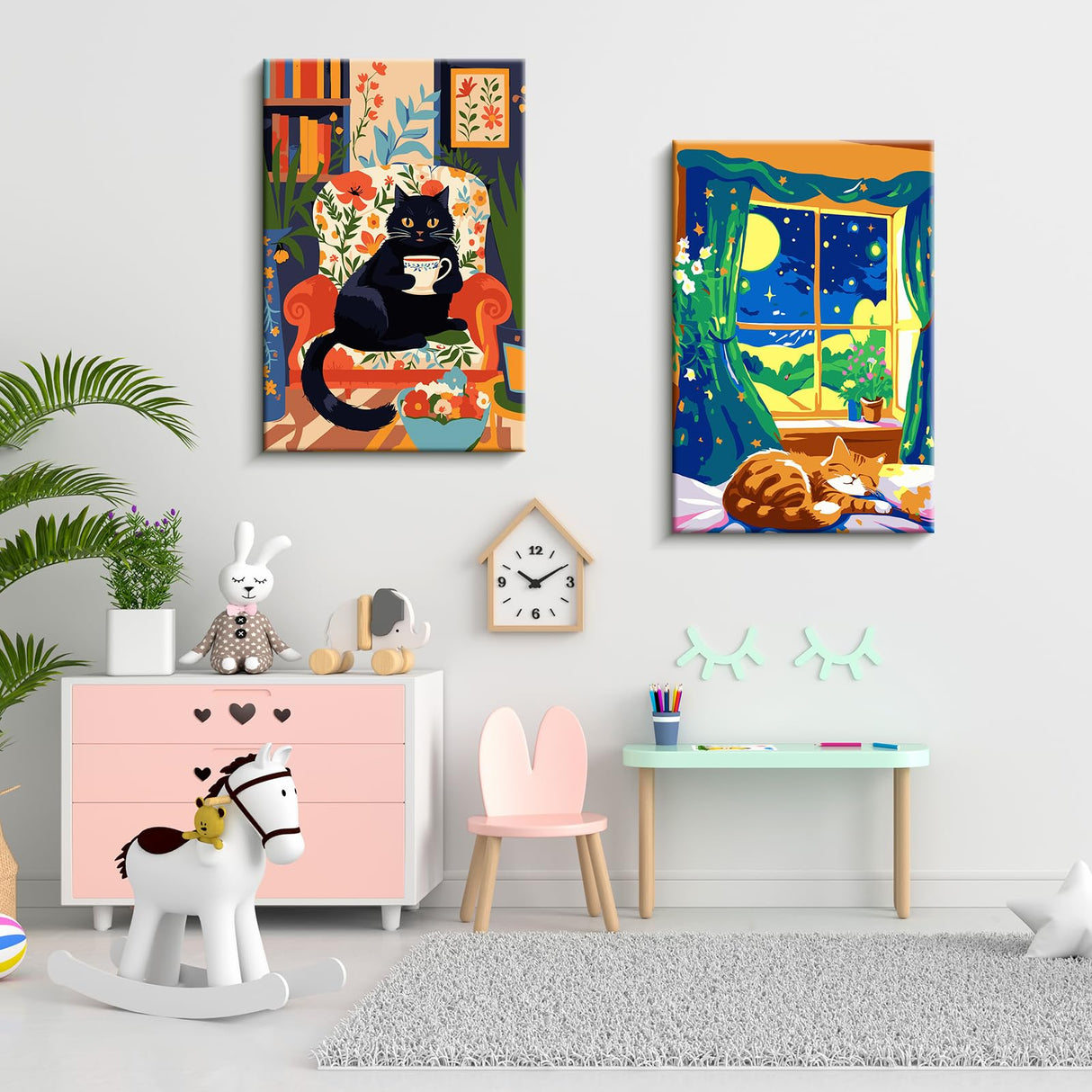 ZTOTZ Paint by Numbers Cat with Frame,Small Paint by Number Kits for Adults Cats,Black Cat Framed Paints- by -Number Kits Canvas 8x12inch for Home Wall Decor(Coffee Kitty) ZTOTZ