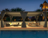 MELLCOM Louvered Pergola 12x24, Aluminum Pergola with Adjustable Louvered Roof, Outdoor Pergola with Waterproof Curtains and Nets, Dark Grey MELLCOM