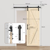 ROOMTEC 28in x 84in Sliding Barn Doors with 5ft Hardware Kit Included & Handle, DIY Unfinished Solid Pine Barn Doors with Barn Door Track Kit ROOMTEC