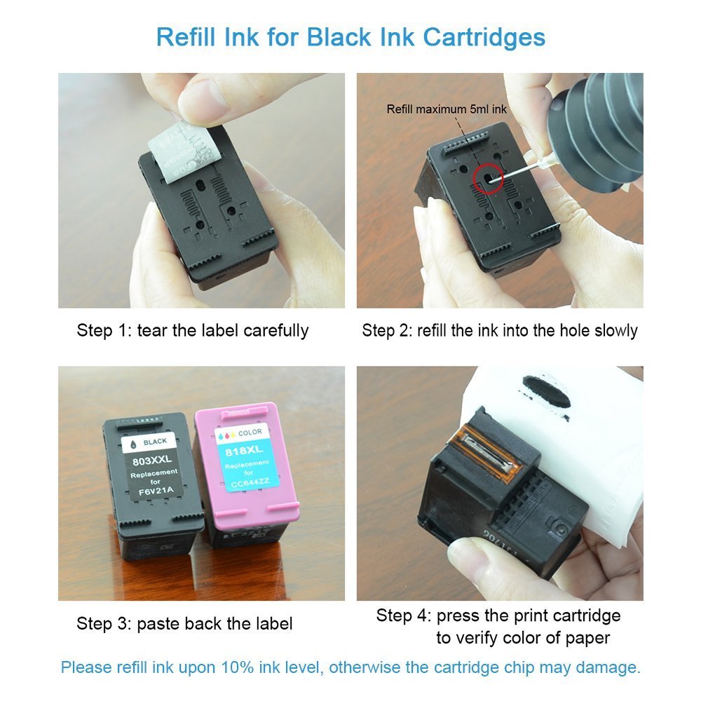 Aomya Black Ink Refill Kit 500ml Universal Dye Bulk Ink for Canon HP Epsn Brother Inkjet Printers Refillable Cartridge CISS CIS System (16.9 oz) with Syringe&Glove