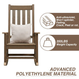 ACUEL Rocking Chair Outdoor, HDPE Oversized Patio Rocking Chairs, Weather Resistant, 350lbs Heavy Duty Porch Rocker with High Back for Backyard, Fire Pit, Garden and Indoor (Light Brown) ACUEL