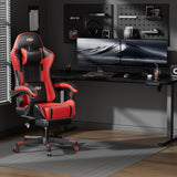 HLDIRECT Gaming Chair with Pocket Spring Cushion, Video Game Chair, Gaming Computer Chair, Ergonomic Chairs with Massage Lumbar Support for Adults, Swivel PU Leather Office Chair, Black & Red HLDIRECT