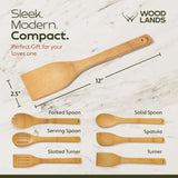 Woodlands-USA Wooden Spoons for Cooking - 6-Piece Wooden Kitchen Utensil Set - Natural Material Bamboo Spatula & wooden cooking utensils - Wooden Spatulas & Wooden Spoons Cooking Tools Set WOODLANDS USA