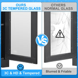 Polup Display Cabinet with Glass Doors, Black Curio Cabinet with Lock, 71“ Tall Display Case for Living Room, Bookcase for Home, Clinic, School (Black)- Assemble Required Polup