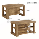 Tribesigns Kitchen Island with 3 Shelves, 55 Inches Width Kitchen Shelf with Large Worktop, Stable Wooden Structure, Farmhouse Style, Easy to Assemble, Light Brown Tribesigns