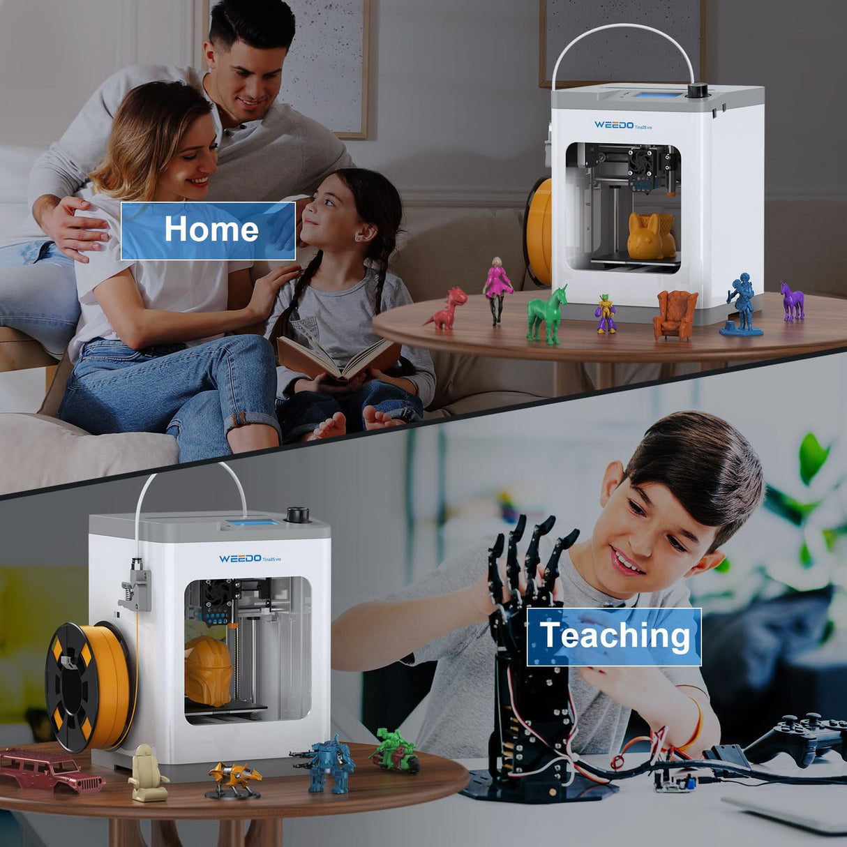 TINA2S 3D Printer with WiFi Printing, WEEDO Mini 3D Printers for Kids and Beginners, Auto Leveling and Fully Assembled FDM 3D Printer, Open Source DIY 3D Printer for Home Classroom and Office WEEDO