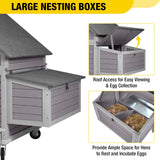 Aivituvin Chicken Coop with Wheels Outdoor Poultry Cage with Two Nesting Boxes 19ft² Wooden Hen House Aivituvin