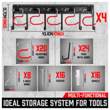 68" All Metal Garden Tool Organizer - Sturdy Garage Wall & Shed Organization System - Hooks for Shovel, Broom, Rake & More SEDY