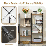 Zhitians Triple 4 Tier Bookshelf, Tall Book Shelf with 11 Open Display Shelves, Adjustable Industrial Bookcase in Living Room, Bedroom, Wide Metal Bookshelf Book Case for Home & Office, Rustic Brown Zhitians