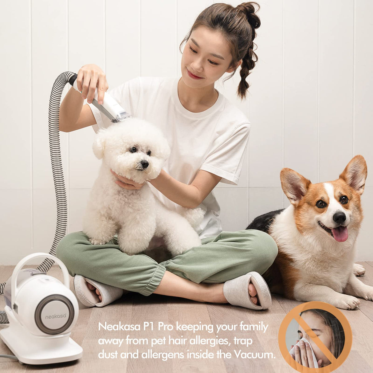 neabot Neakasa P1 Pro Pet Grooming Kit & Vacuum Suction 99% Pet Hair, Professional Clippers with 5 Proven Grooming Tools for Dogs Cats and Other Animals neabot