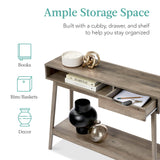 Best Choice Products Mid-Century Modern Console Table, Sofa Table, Accent Furniture for Hallway, Living Room, Entryway Foyer Space-Saving w/Cubby, Drawer, Lower Storage Shelf - Gray Oak Best Choice Products