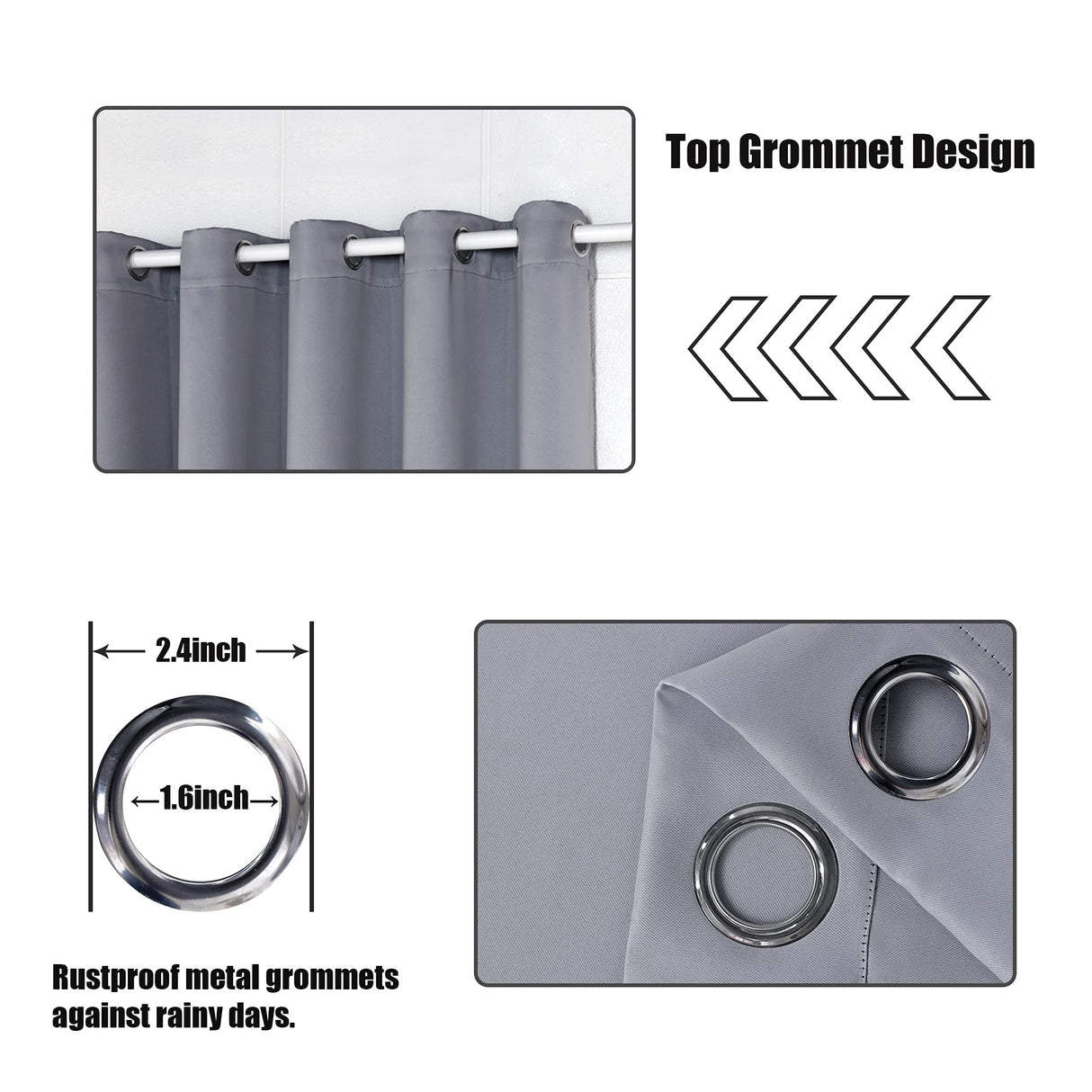 BONZER Outdoor Curtains for Patio Waterproof - Light Blocking Weather Resistant Privacy Grommet Blackout Curtains for Gazebo, Porch, Pergola, Cabana, Deck, Sunroom, 1 Panel, 52W x 84L inch, Silver BONZER